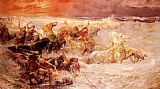 Frederick Arthur Bridgman Canvas Paintings - Pharaoh's Army Engulfed By The Red Sea